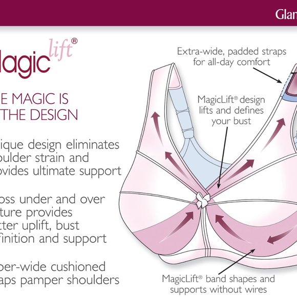 Set of 3! 56I Glamorise MAGIC LIFT Full Figure Bra (COMFORT-STRAPS) Blue-Ice - Picture 5 of 13